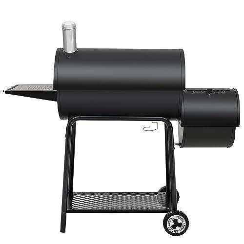 Royal Gourmet CC1830M 30-Inch Barrel Charcoal Grill with Offset Smoker, 811 Square Inches, Outdoor Backyard, Patio and Parties, Black, Large - CookCave