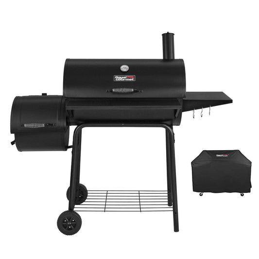 Royal Gourmet CC1830SC Charcoal Grill Offset Smoker with Cover, 811 Square Inches, Black, Outdoor Camping - CookCave