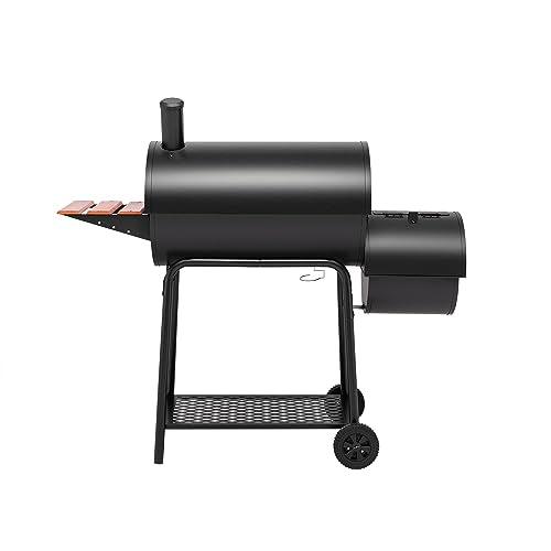 Royal Gourmet CC1830W 30 Barrel Charcoal Grill with Side Table, 627 Square Inches, Outdoor Backyard, Patio and Parties, Black - CookCave