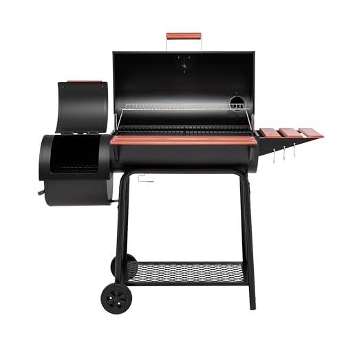 Royal Gourmet CC1830W 30 Barrel Charcoal Grill with Side Table, 627 Square Inches, Outdoor Backyard, Patio and Parties, Black - CookCave