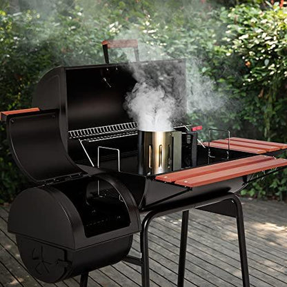 Royal Gourmet CC1830W 30 Barrel Charcoal Grill with Side Table, 627 Square Inches, Outdoor Backyard, Patio and Parties, Black - CookCave