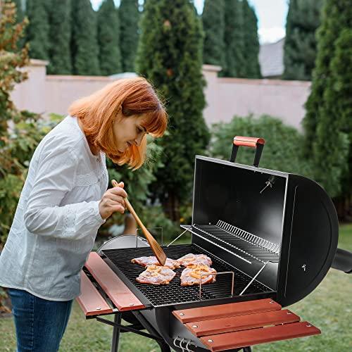 Royal Gourmet CC1830W 30 Barrel Charcoal Grill with Side Table, 627 Square Inches, Outdoor Backyard, Patio and Parties, Black - CookCave