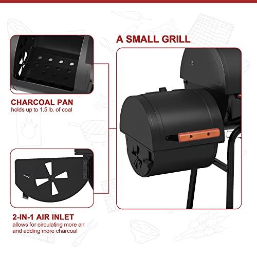 Royal Gourmet CC1830W 30 Barrel Charcoal Grill with Side Table, 627 Square Inches, Outdoor Backyard, Patio and Parties, Black - CookCave