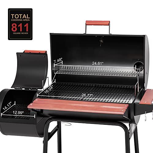 Royal Gourmet CC1830W 30 Barrel Charcoal Grill with Side Table, 627 Square Inches, Outdoor Backyard, Patio and Parties, Black - CookCave