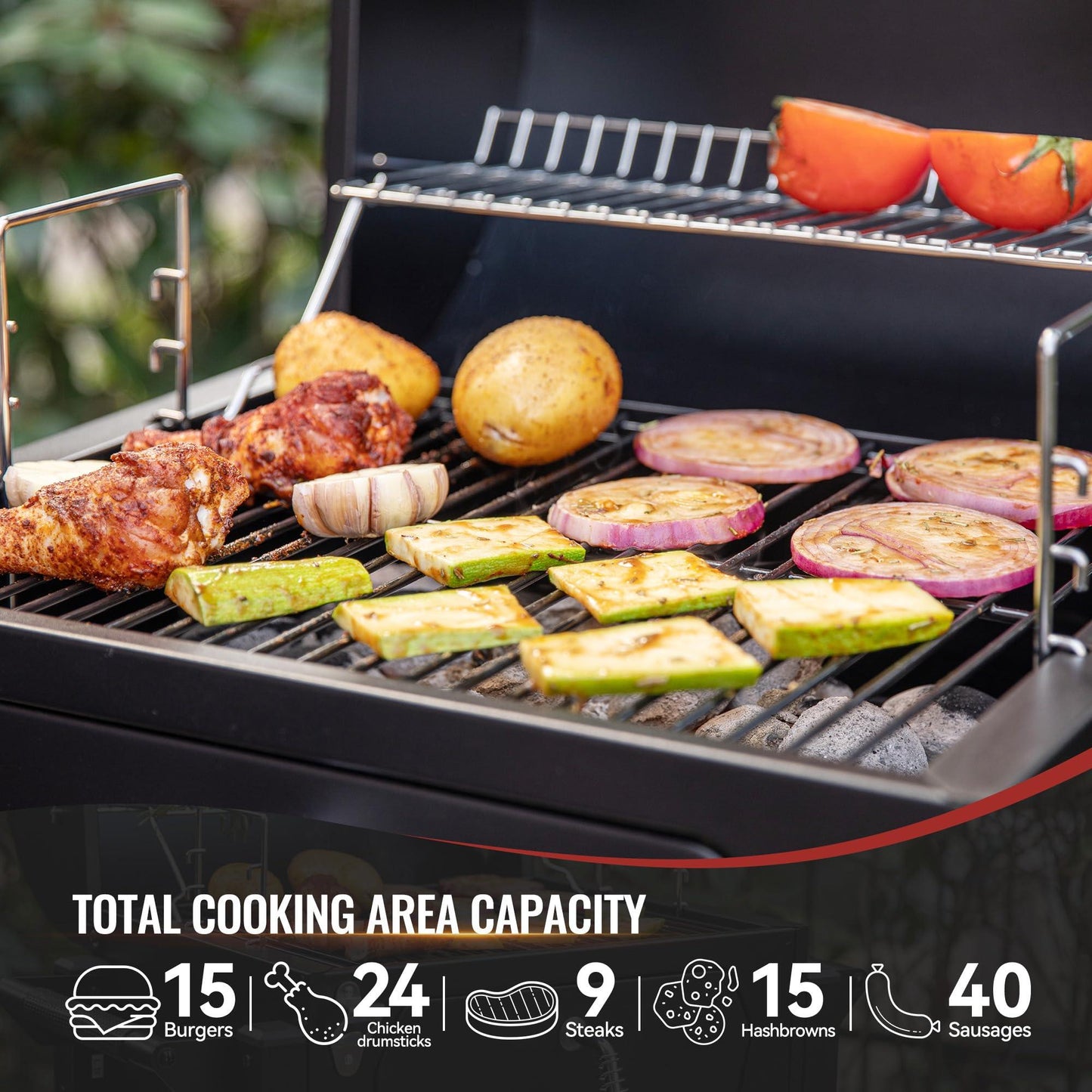 Royal Gourmet CD1519 Portable Charcoal Grill with Two Side Handles, Compact Outdoor Charcoal Grill with Bottle Opener, for Travel Picnic Tailgate and Campsite Cooking, Black - CookCave