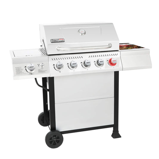 Royal Gourmet GA5401T 5-Burner BBQ Propane Grill with Sear Burner and Side Burner, Stainless Steel Barbecue Gas Grill for Outdoor Patio Garden Picnic Backyard Cooking, 64,000 BTU, Silver - CookCave