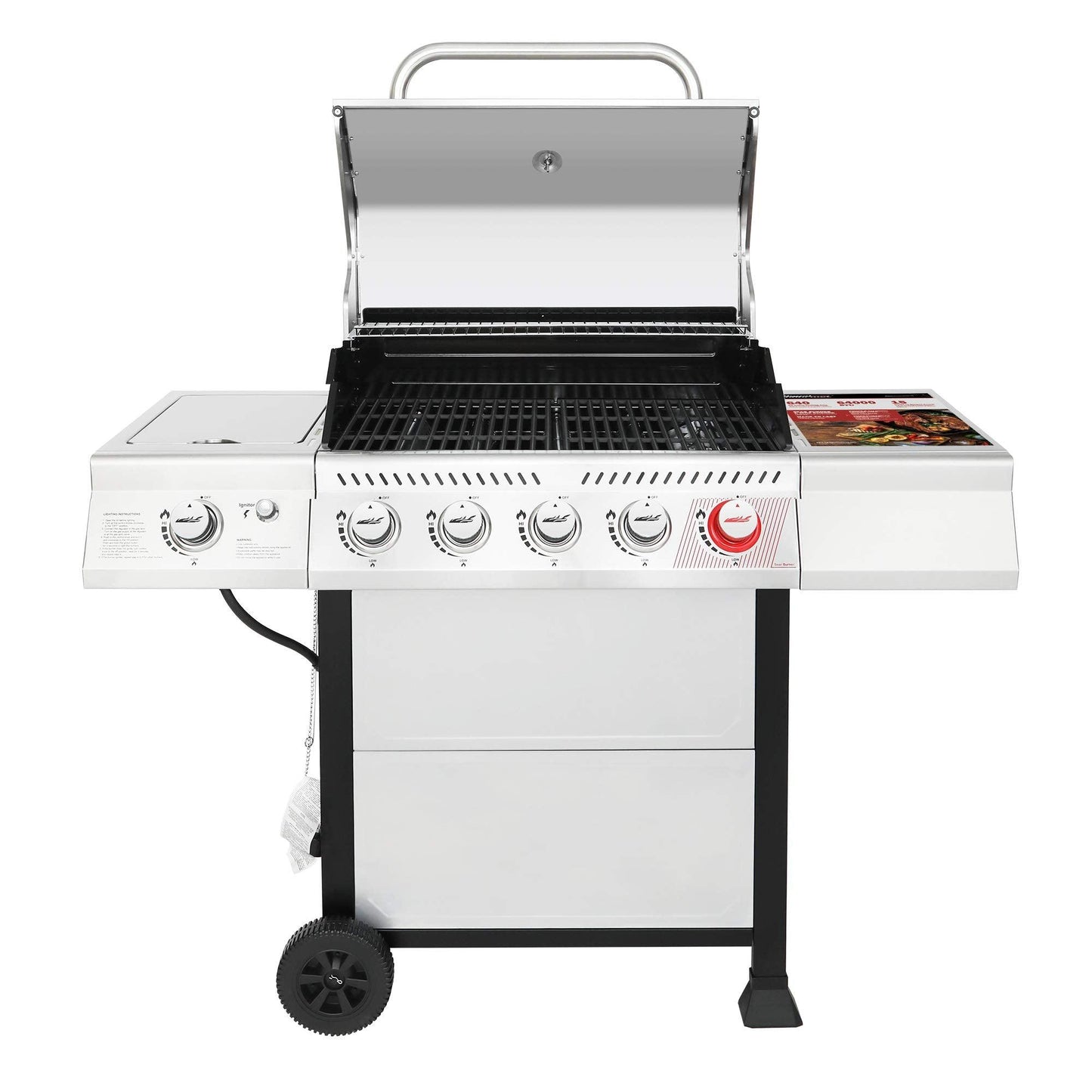 Royal Gourmet GA5401T 5-Burner BBQ Propane Grill with Sear Burner and Side Burner, Stainless Steel Barbecue Gas Grill for Outdoor Patio Garden Picnic Backyard Cooking, 64,000 BTU, Silver - CookCave