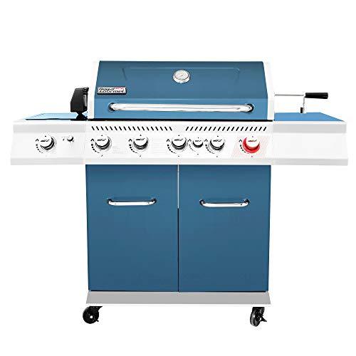 Royal Gourmet GA5403B 5-Burner BBQ Cabinet Style Propane Gas Grill with Rotisserie Kit, Sear Burner, Rear Burner and Side Burner, 74,000 BTU Patio Picnic Backyard, Outdoor Party, Blue - CookCave