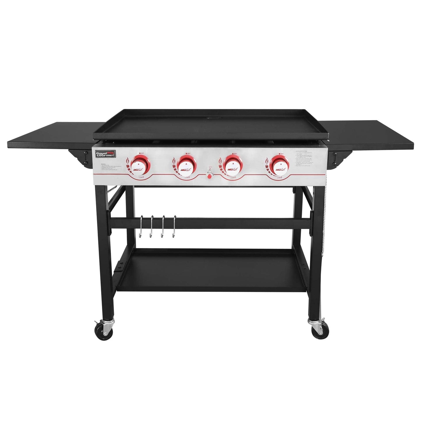 Royal Gourmet GB4000 36-inch 4-Burner Flat Top Propane Gas Grill Griddle, for BBQ, Camping, Red - CookCave