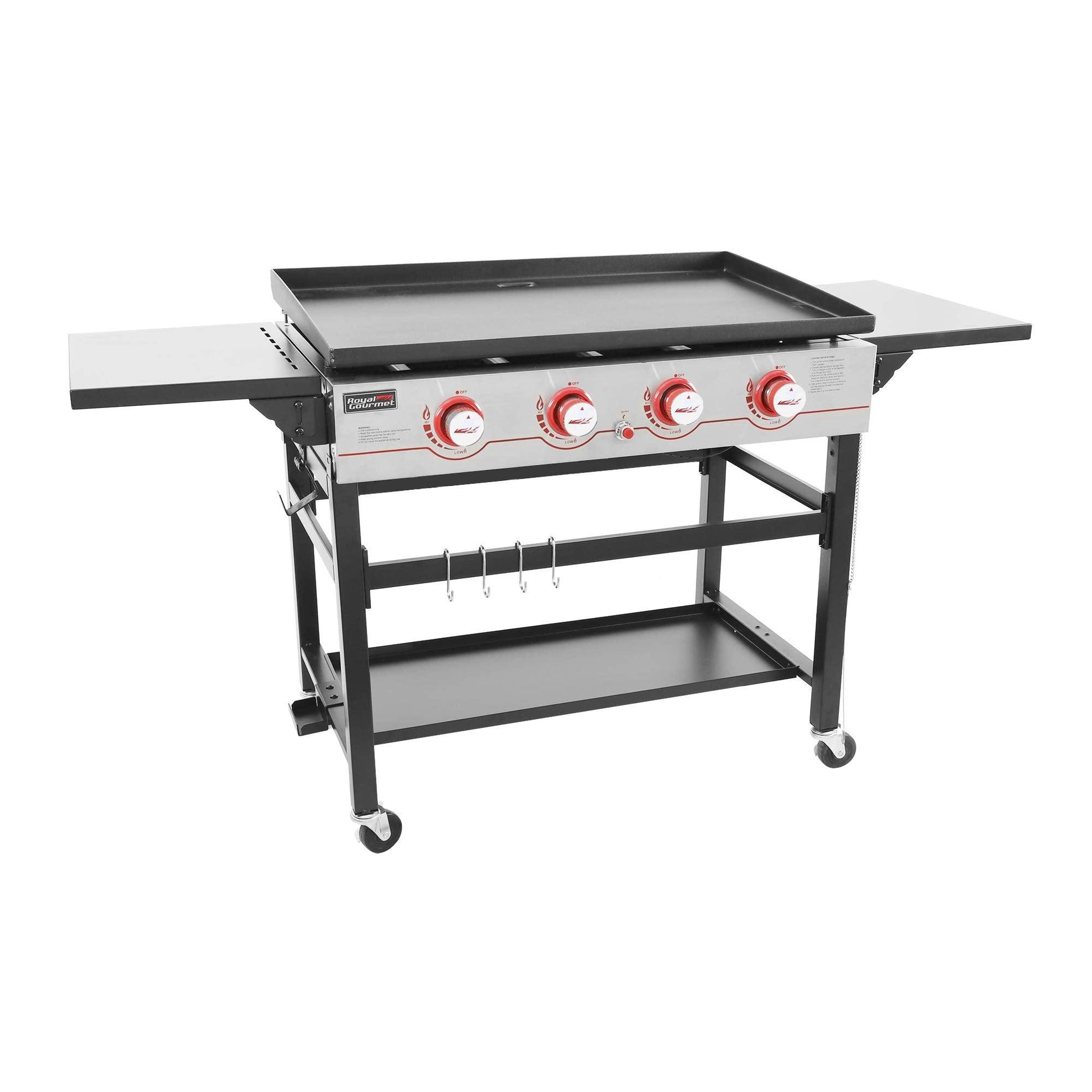 Royal Gourmet GB4000 36-inch 4-Burner Flat Top Propane Gas Grill Griddle, for BBQ, Camping, Red - CookCave