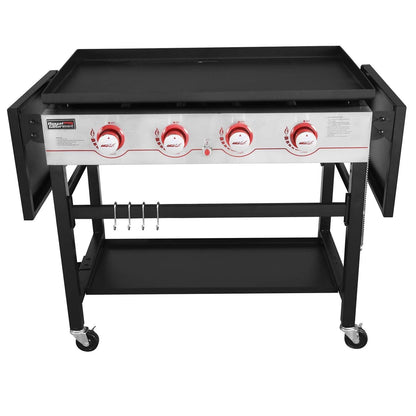 Royal Gourmet GB4000 36-inch 4-Burner Flat Top Propane Gas Grill Griddle, for BBQ, Camping, Red - CookCave