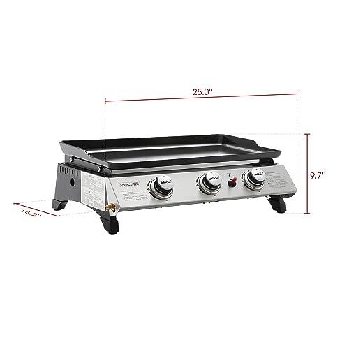 Royal Gourmet PD1300 Portable 3-Burner Propane Gas Grill Griddle,Black 23.6 Inch - CookCave