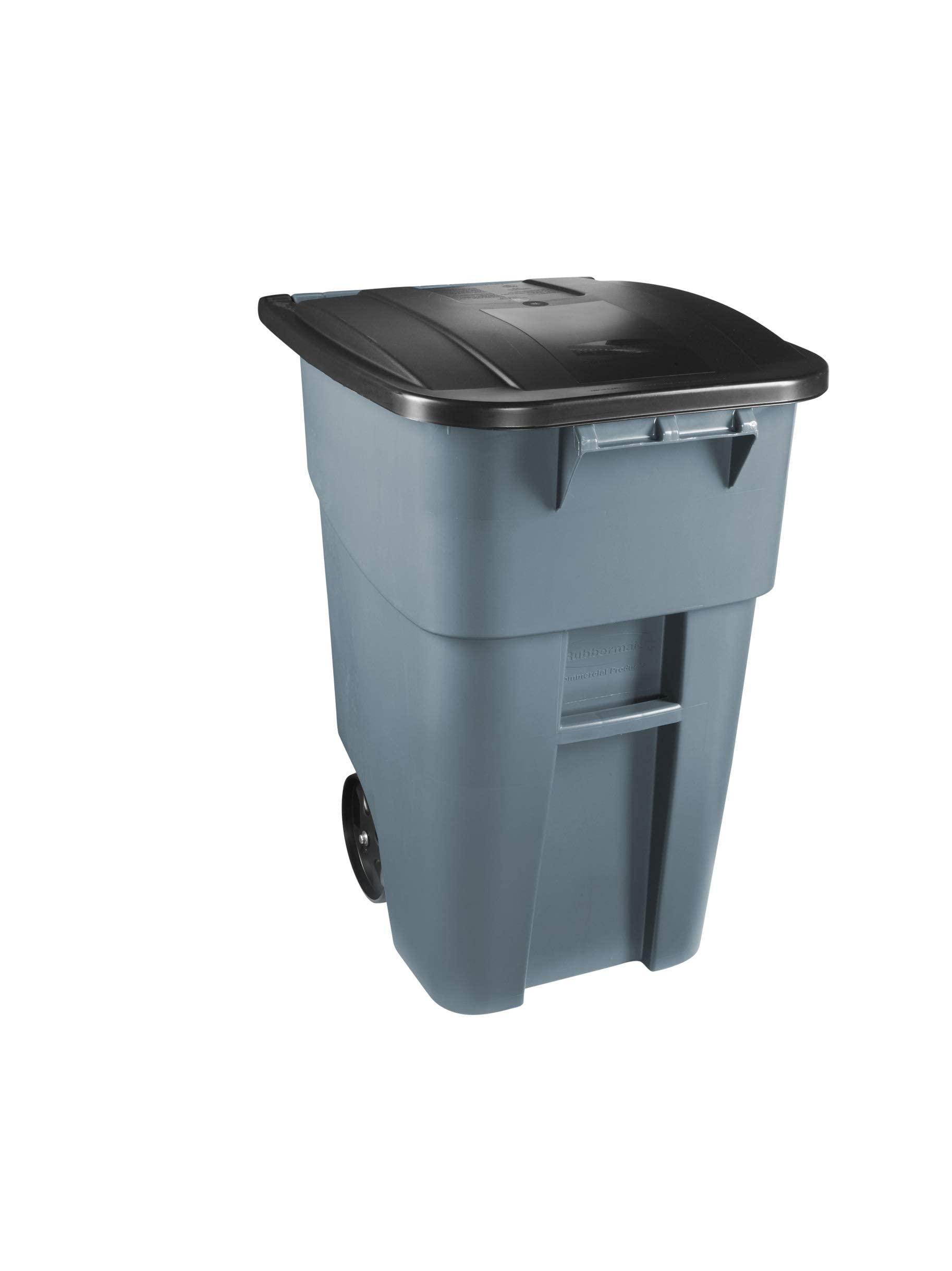 Rubbermaid Commercial Products Brute Rollout Trash/Garbage Can/Bin with Wheels, 50 GAL, for Restaurants/Hospitals/Offices/Back of House/Warehouses/Home, Gray (FG9W2700GRAY) - CookCave