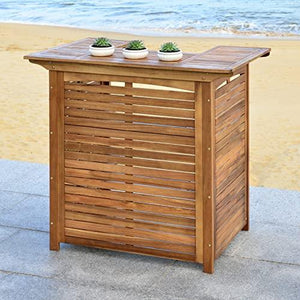 Safavieh Outdoor Collection Monterey Teak Bar Table - Teak Brown - CookCave