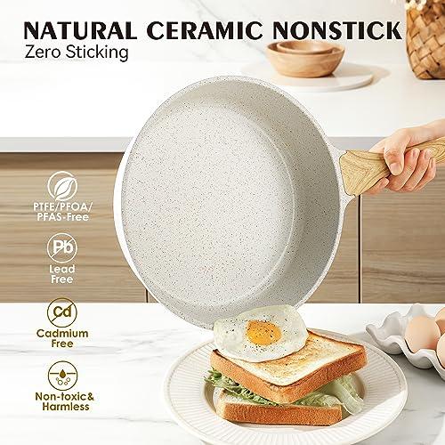SENSARTE Nonstick Ceramic Cookware Set 13-Piece, Healthy Pots and Pans Set, Non-toxic Kitchen Cooking Set with Stay-Cool Handles, Silicone Tools and Pot Protectors, PFAS and PFOA Free - CookCave