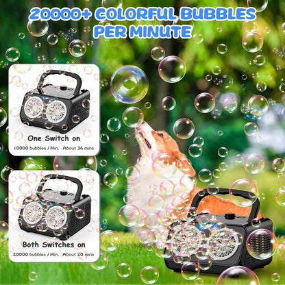 SHCKE Automatic Bubble Machine Upgrade Bubble Blower with 2 Fans, 20000+ Bubbles Per Minute Bubbles for Kids Portable Bubble Maker Operated by Plugin or Batteries for Indoor Outdoor Birthday Party - CookCave