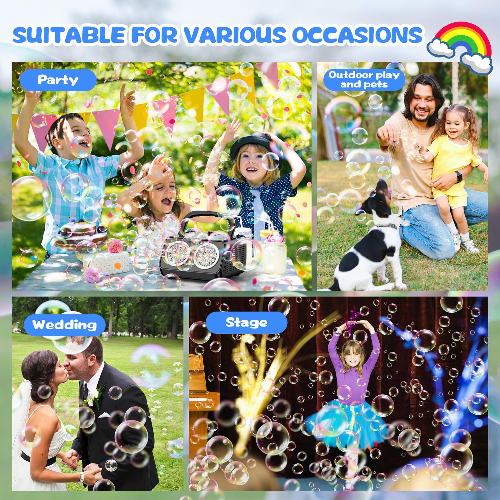 SHCKE Automatic Bubble Machine Upgrade Bubble Blower with 2 Fans, 20000+ Bubbles Per Minute Bubbles for Kids Portable Bubble Maker Operated by Plugin or Batteries for Indoor Outdoor Birthday Party - CookCave