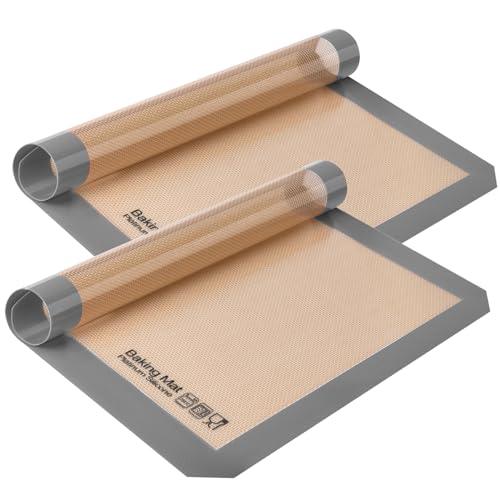 Silicone Baking Mat, Sopito Non Stick, Food Safe Cookie Baking Mat, Heat Resistant 480℉ Oven Liners, Length 16.5'' Width 11.6'', 2 PCS-Grey - CookCave