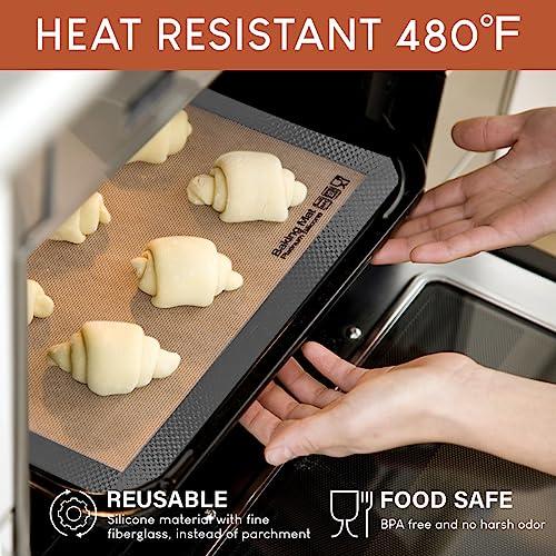 Silicone Baking Mat, Sopito Non Stick, Food Safe Cookie Baking Mat, Heat Resistant 480℉ Oven Liners, Length 16.5'' Width 11.6'', 2 PCS-Grey - CookCave