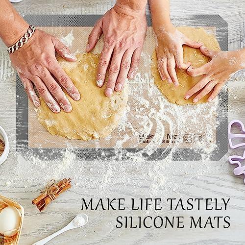 Silicone Baking Mat, Sopito Non Stick, Food Safe Cookie Baking Mat, Heat Resistant 480℉ Oven Liners, Length 16.5'' Width 11.6'', 2 PCS-Grey - CookCave