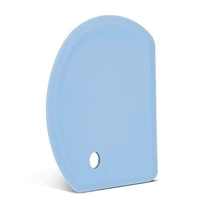Silicone Dough Scraper with Stainless Steel Sheet, Curved Edge Flexible Bowl Scraper for Baking, Food Grade Silicone Bench Scraper for Sourdough Bread Proofing Basket, 5.98" × 4.3", Blue, SAPID - CookCave