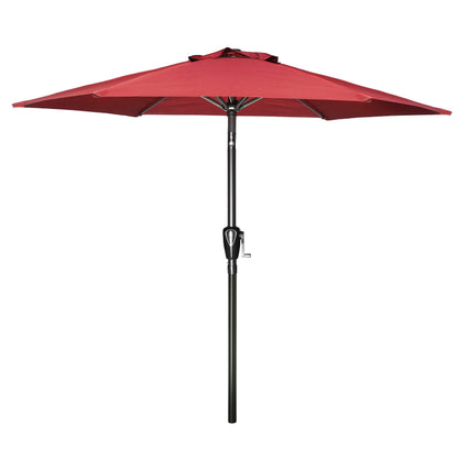 Simple Deluxe 9' Patio Umbrella Outdoor Table Market Yard Umbrella with Push Button Tilt/Crank, 8 Sturdy Ribs for Garden, Deck, Backyard, Pool, Red - CookCave