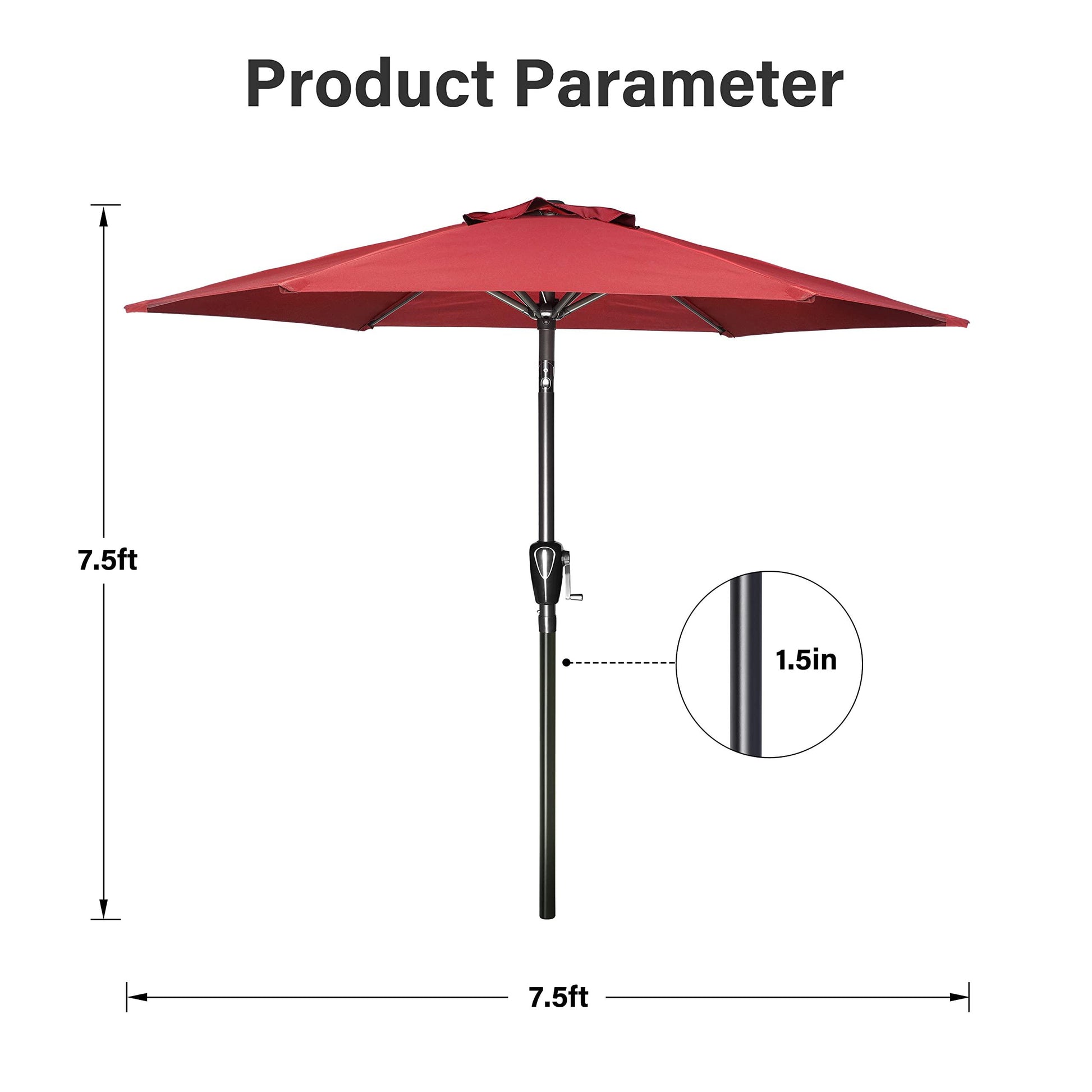 Simple Deluxe 9' Patio Umbrella Outdoor Table Market Yard Umbrella with Push Button Tilt/Crank, 8 Sturdy Ribs for Garden, Deck, Backyard, Pool, Red - CookCave