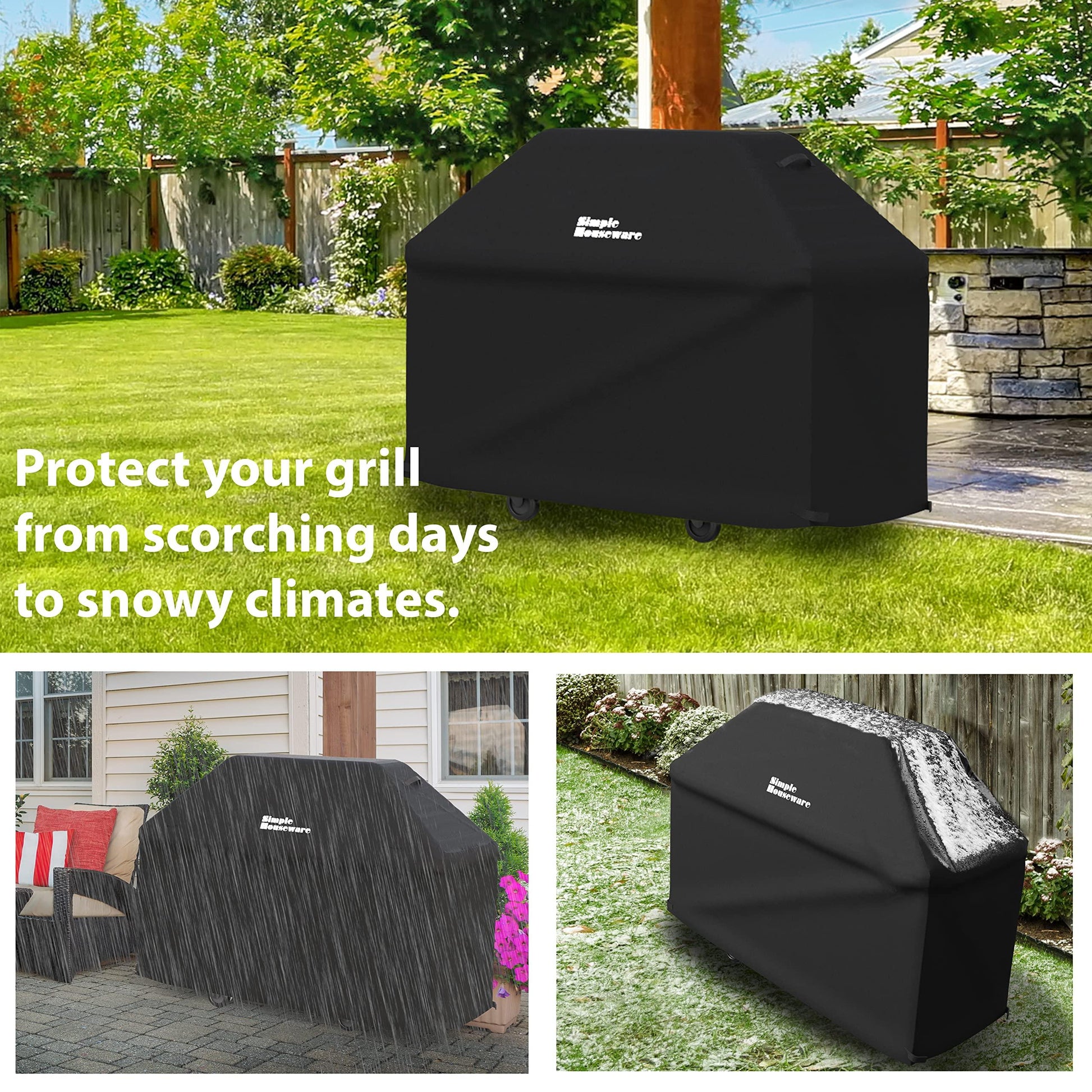 Simple Houseware 72-inch Waterproof Heavy Duty Gas BBQ Grill Cover, Weather-Resistant Polyester - CookCave