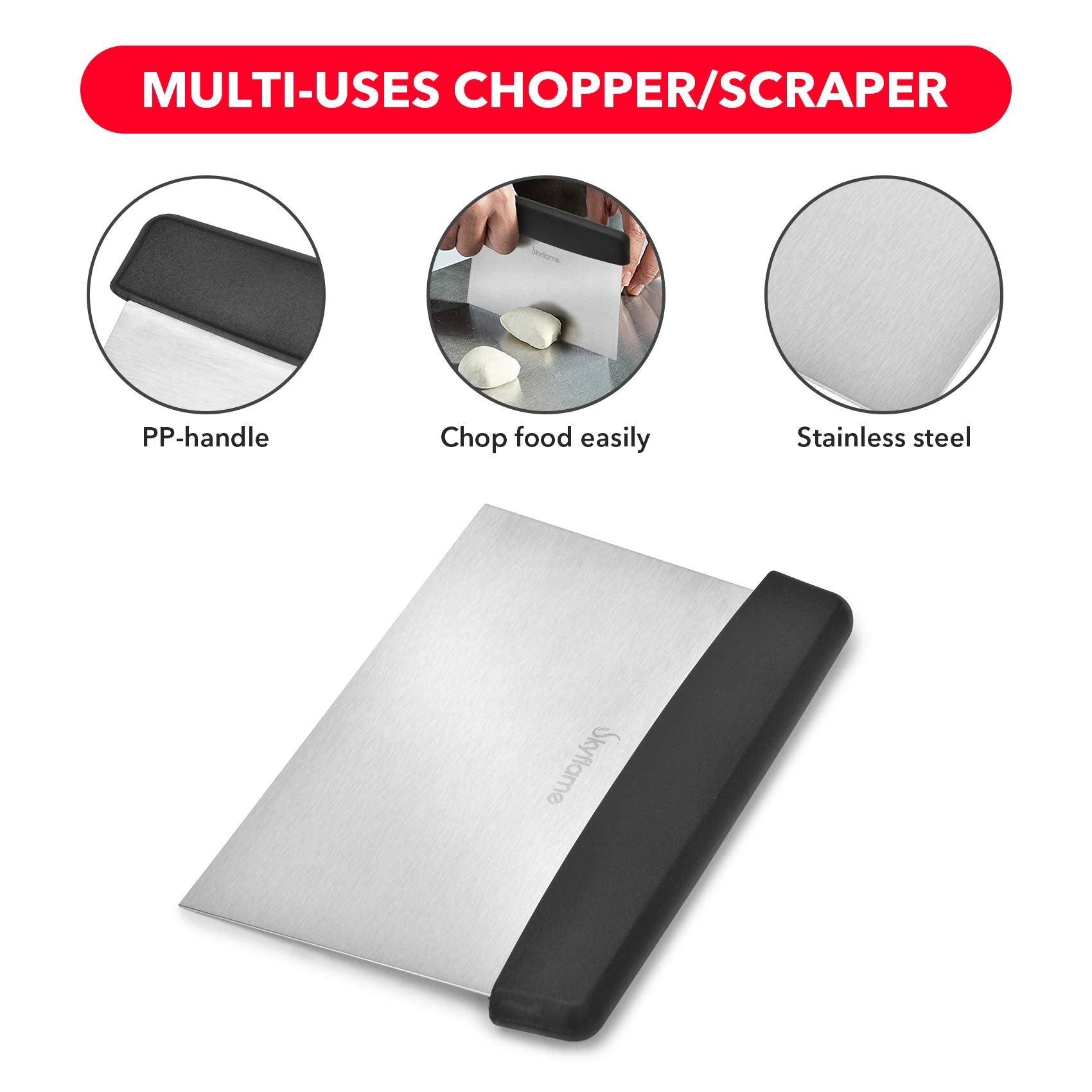 Skyflame 3 Piece Griddle Accessories Kit, Stainless Steel Professional Long BBQ Grill Spatula/Turner & Scraper Set for Flat Top Grill Hibachi Camping Cooking - CookCave