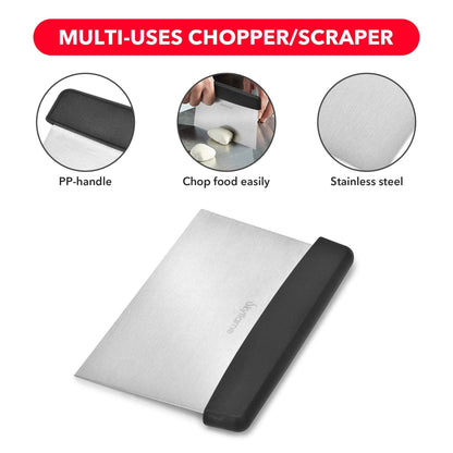 Skyflame 3 Piece Griddle Accessories Kit, Stainless Steel Professional Long BBQ Grill Spatula/Turner & Scraper Set for Flat Top Grill Hibachi Camping Cooking - CookCave