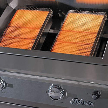 Solaire 27-Inch Deluxe Infrared Natural Gas Grill on Square Cart Base with Rotisserie Kit, Stainless Steel - CookCave