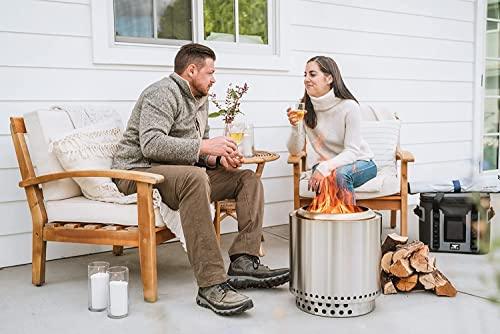 Solo Stove Ranger 2.0 with Stand, Smokeless Fire Pit | Wood Burning Fireplaces with Removable Ash Pan, Portable Outdoor Firepit - Ideal for Camping, Stainless Steel, H: 15.25 in x Dia: 15 in, 16.5 lbs - CookCave