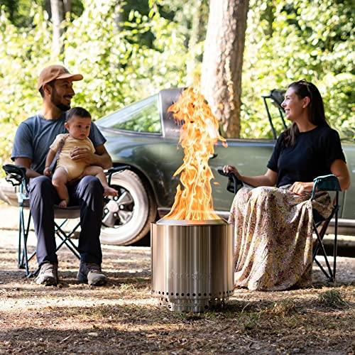 Solo Stove Ranger 2.0 with Stand, Smokeless Fire Pit | Wood Burning Fireplaces with Removable Ash Pan, Portable Outdoor Firepit - Ideal for Camping, Stainless Steel, H: 15.25 in x Dia: 15 in, 16.5 lbs - CookCave