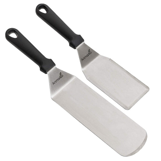 Spatula Turner Stainless Steel - Metal Spatula Set - Hibachi Spatula Great as BBQ Grill Accessories for Grill and Flat Top Griddle - CookCave
