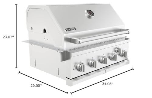 Spire Premium Grill built-in head, Barbecue grill island, 5-Burner with Rear Burner Natural Gas 30 inches 3050R Island Grill Head, Stainless Steel - CookCave