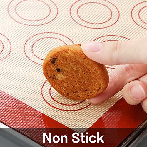Stainless Steel Baking Sheet Tray Cooling Rack with Silicone Baking Mat Set, Cookie Pan , Set of 6 (2 Sheets + 2 Racks + 2 Mats), Non Toxic, Heavy Duty & Easy Clean - CookCave