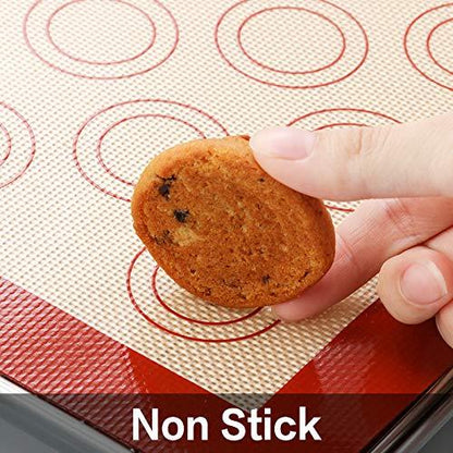 Stainless Steel Baking Sheet Tray Cooling Rack with Silicone Baking Mat Set, Cookie Pan , Set of 6 (2 Sheets + 2 Racks + 2 Mats), Non Toxic, Heavy Duty & Easy Clean - CookCave