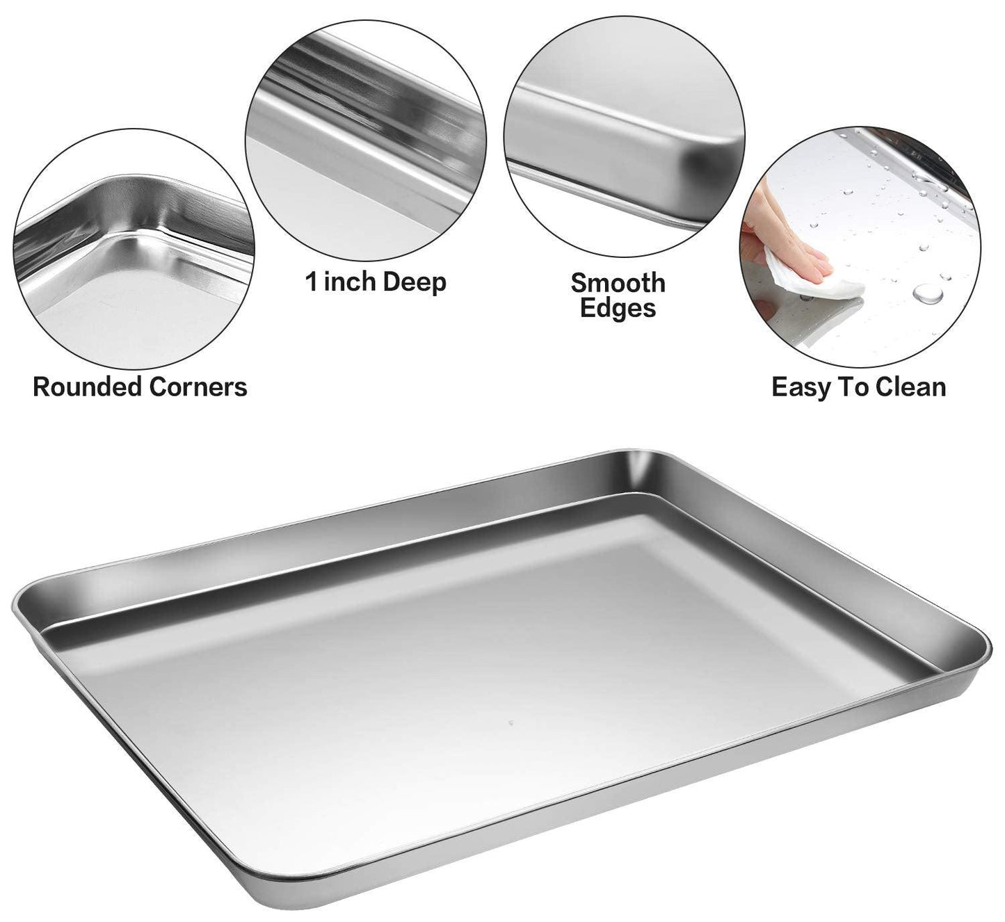 Stainless Steel Baking Sheet Tray Cooling Rack with Silicone Baking Mat Set, Cookie Pan , Set of 6 (2 Sheets + 2 Racks + 2 Mats), Non Toxic, Heavy Duty & Easy Clean - CookCave