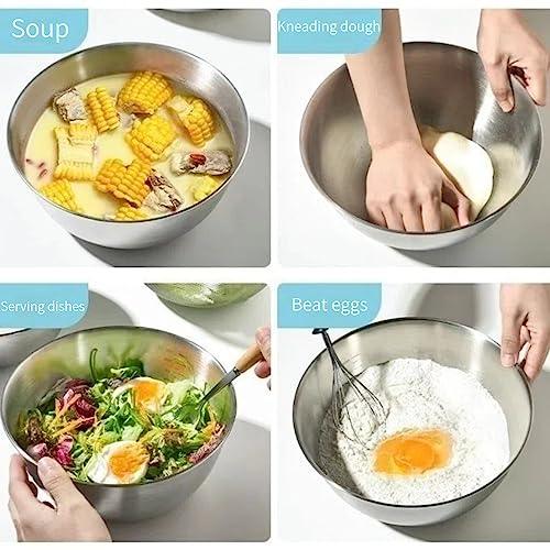 Stainless Steel Mixing Bowls-3 Packs Small Thicker Stainless Steel Flat Bottom Mixing Bowls Set, Home, Refrigerator, and Kitchen Food Storage Organizers - CookCave