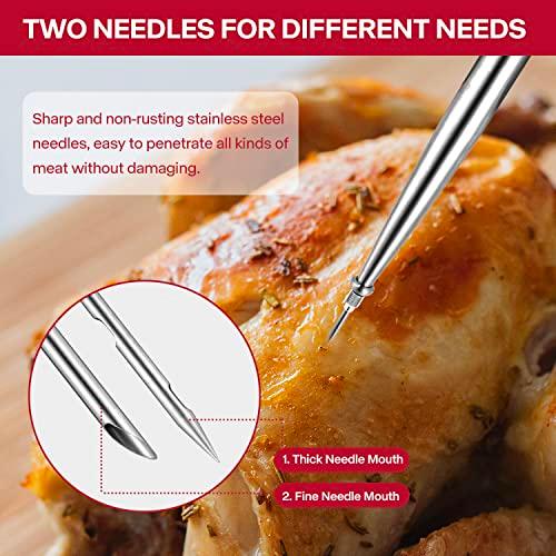 Stainless Steel Turkey Baster for Cooking, Food Grade Turkey Baster Syringe Oil Dropper Meat Injector Set with Silicone Bristling Brush, 2 Needles, Cleaning Brush for Chicken, Beef, Pork, BBQ, Black - CookCave