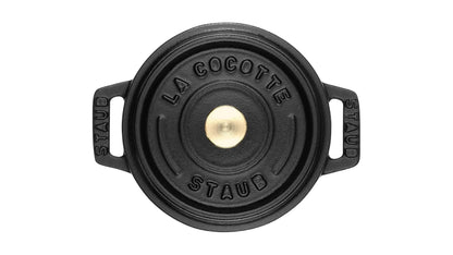 Staub Cast Iron 0.25-qt Mini Round Cocotte - Matte Black, Made in France - CookCave