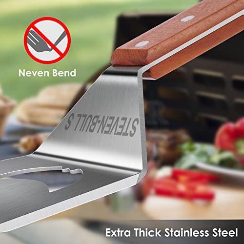 STEVEN-BULL S Heavy Duty BBQ Grill Tongs and Spatula for Outdoor Grill, 17” Long 5-in-1 Grill Spatula Comes with an 16” Long Locking Kitch Tongs, Best BBQ Gift for Barbecue Grilling Master - CookCave