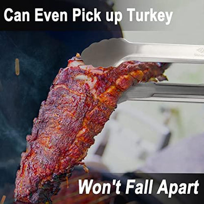 STEVEN-BULL S Heavy Duty BBQ Grill Tongs and Spatula for Outdoor Grill, 17” Long 5-in-1 Grill Spatula Comes with an 16” Long Locking Kitch Tongs, Best BBQ Gift for Barbecue Grilling Master - CookCave