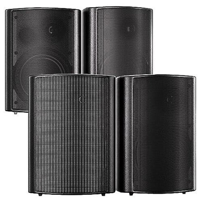 STUDIOFINIX 800W 6.5 Inch Outdoor Bluetooth Speakers Waterproof Wired with Multifunctional Amplifier Wall Mount Weatherproof Loudspeaker System for Patio Garden Poolside Home(4 Speakers,Black) - CookCave