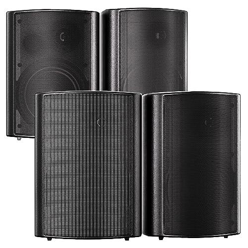 STUDIOFINIX 800W 6.5 Inch Outdoor Bluetooth Speakers Waterproof Wired with Multifunctional Amplifier Wall Mount Weatherproof Loudspeaker System for Patio Garden Poolside Home(4 Speakers,Black) - CookCave