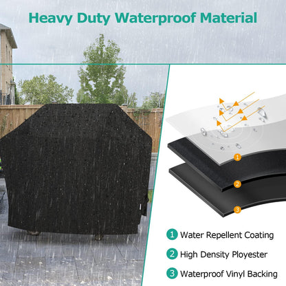 SunPatio Grill Cover 55 Inch, Outdoor Heavy Duty Waterproof Barbecue Gas Cover, UV & Fade Resistant, All Weather Protection Compatible for Weber Charbroil Nexgrill Kenmore Grills and More, Black - CookCave