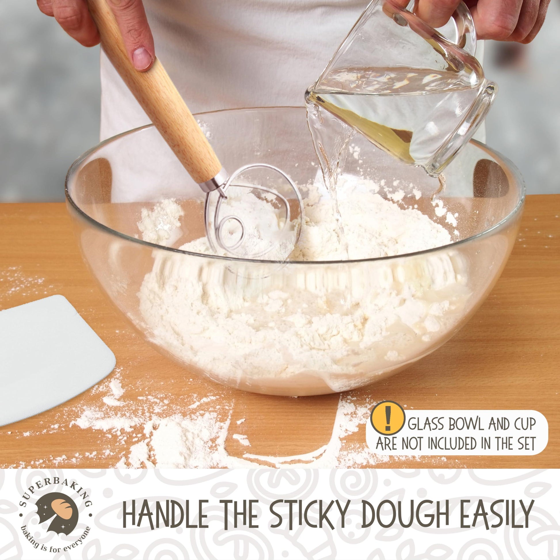 Superbaking Bread Proofing Basket, Round 9 inch Sourdough Starter Kit, Proofing Basket for Bread baking, Bread Making Supplies Tools, Banneton Basket Gift Set - CookCave