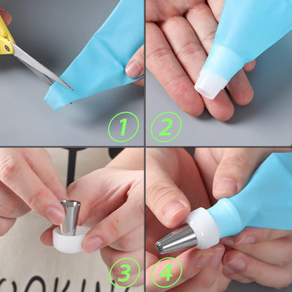 Suuker 27 Pcs Russian Piping Tips Set, Cake Decorating Tips Baking Supplies for Cupcake Cookies Birthday Party (12 Icing Tips 10 Pastry Baking Bags 2 Leaf Piping Tips 2 Couplers 1 Silicone Bag) - CookCave