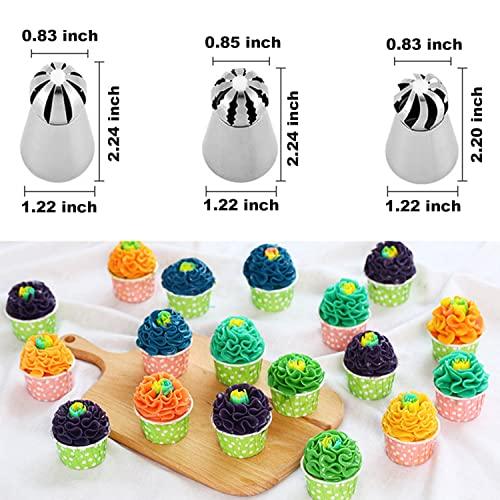 Suuker 3pcs/set Cake Icing Nozzles,Professional Ball Russian Piping Tips Lace Mold Pastry Cake Decorating Tool,Stainless Steel Cream Buttercream Cake DIY Baking Pastry Tools(Silver) - CookCave