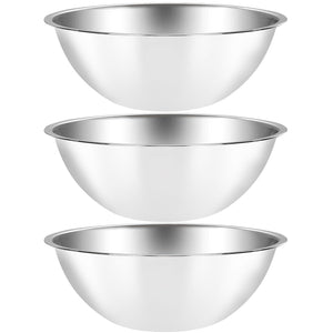 Suwimut 3 Pack Stainless Steel Mixing Bowls, 5 Quart Flat Base Stainless Steel Serving Bowls, 13 Inch Mirror Polish Large Metal Bowl Set for Kitchen Cooking, Baking, Prepping - CookCave